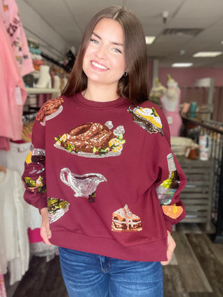 Queen of Turkey Sweatshirt Maroon Queen of Sparkles