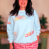 Patchwork Printed Valentine French Terry Sweatshirt