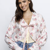 Harper Floral Bouquet Cropped Cardigan - Pink