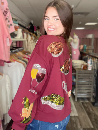 Queen of Turkey Sweatshirt Maroon Queen of Sparkles