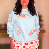 Patchwork Printed Valentine French Terry Sweatshirt