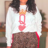 Queen of Hearts Sweatshirt – White