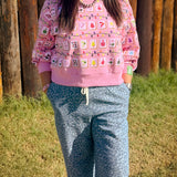 Pink Christmas Mahjong Tile Sweatshirt - Pink [Queen of Sprakles]