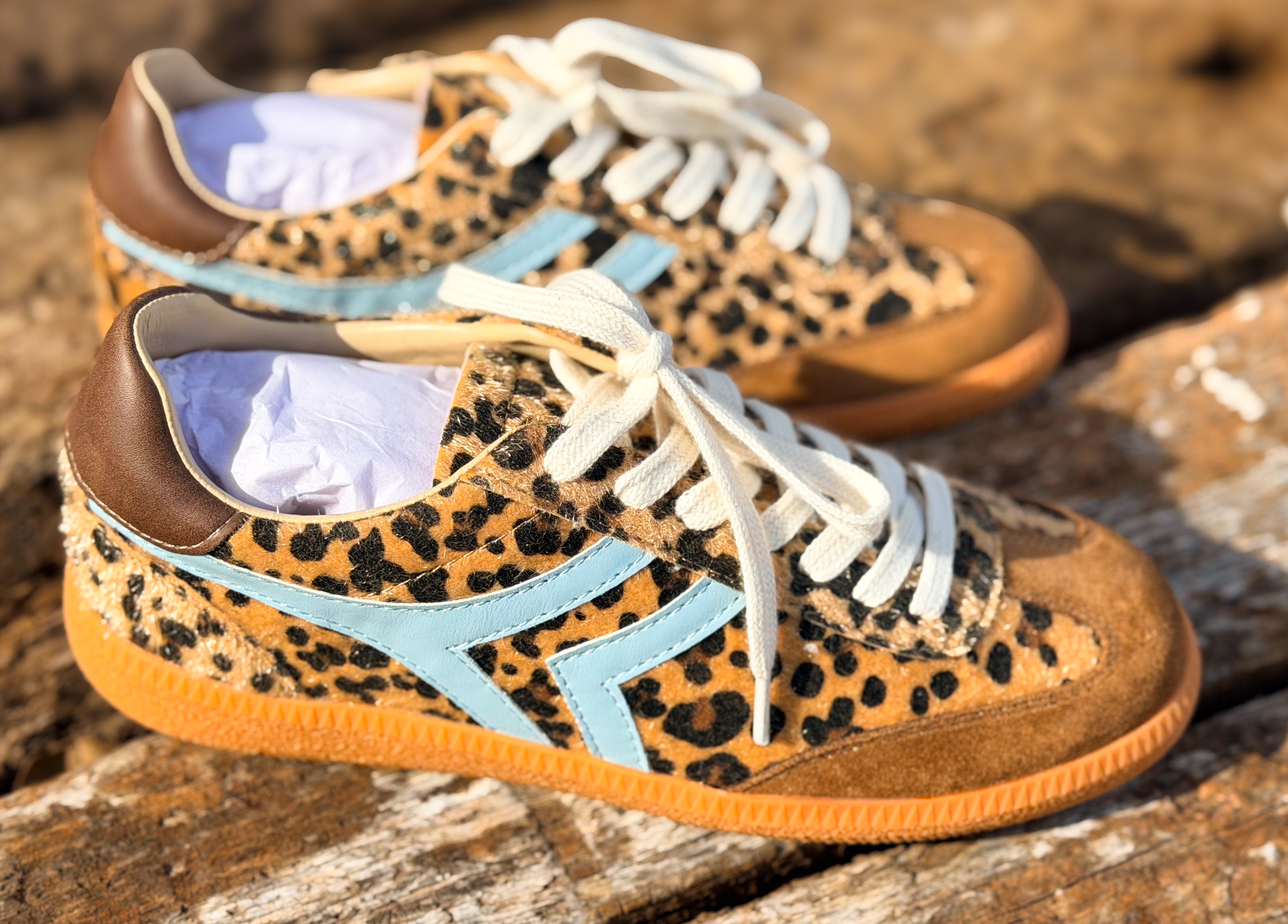 Leopard and Baby Blue Sneaker