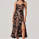 Gaia Metallic Midi Dress - Black Rose Gold [ASTR]