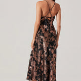 Gaia Metallic Midi Dress - Black Rose Gold [ASTR]