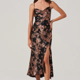 Gaia Metallic Midi Dress - Black Rose Gold [ASTR]