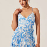Blythe Floral Plisse Midi Dress - Blue Floral [ASTR]