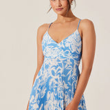 Blythe Floral Plisse Midi Dress - Blue Floral [ASTR]