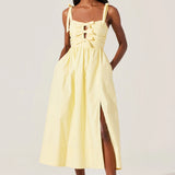 Helia Bow Front Midi Dress - Lemon [ASTR]