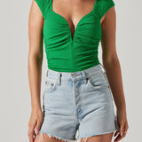 Ninette V Neck Bodysuit Green