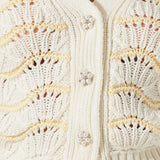 Janira Wavy Stripe Pointelle Cardigan - Cream Yellow [ASTR]