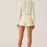 Janira Wavy Stripe Pointelle Cardigan - Cream Yellow [ASTR]