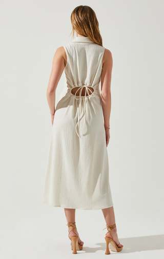 Back Cutout Sleeveless Dress Cream