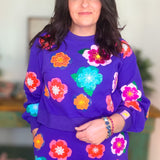Bright Purple Multi Float Flower Sweatshirt – Queen of Sparkles