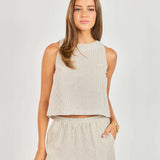 Garden Sun Button Tank - Taupe