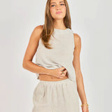 Garden Sun Button Tank - Taupe