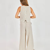 Garden Sun Button Tank - Taupe