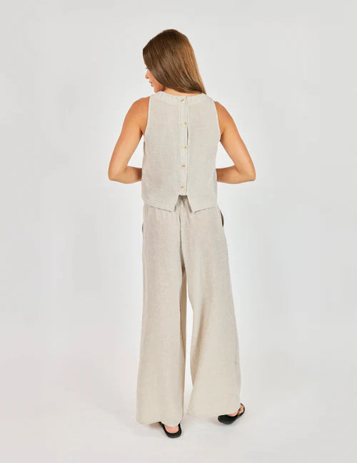 Garden Sun Button Tank - Taupe