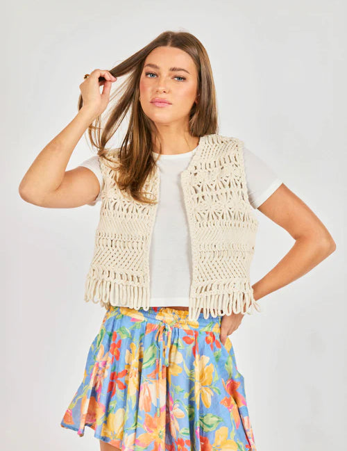 Matilda Crochet Vest - Natural