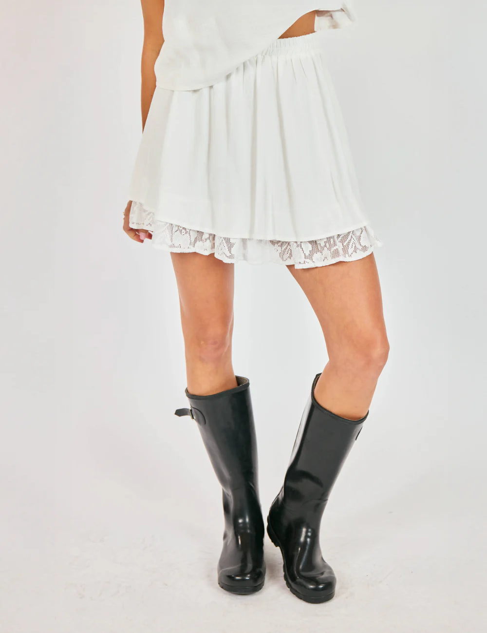 Misty Layered Lace Mini Skirt - Ivory