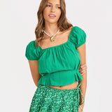 Radiate Cap Sleeved Top - Green