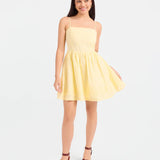 Yellow Floral Embroidered Mini Dress - Shell
