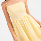 Yellow Floral Embroidered Mini Dress - Shell