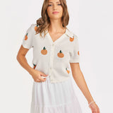 Citron Embroidered Orange Knit Shirt