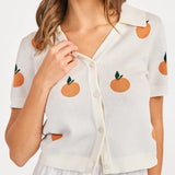 Citron Embroidered Orange Knit Shirt