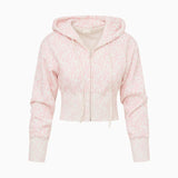 LoveShackFancy Arienne Bow Print Zip Hoodie – Chantilly