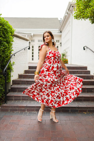 BuddyLove Arlene Tie-Shoulder Maxi Dress Scarlet Flower