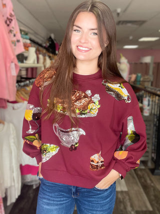 Queen of Turkey Sweatshirt Maroon Queen of Sparkles