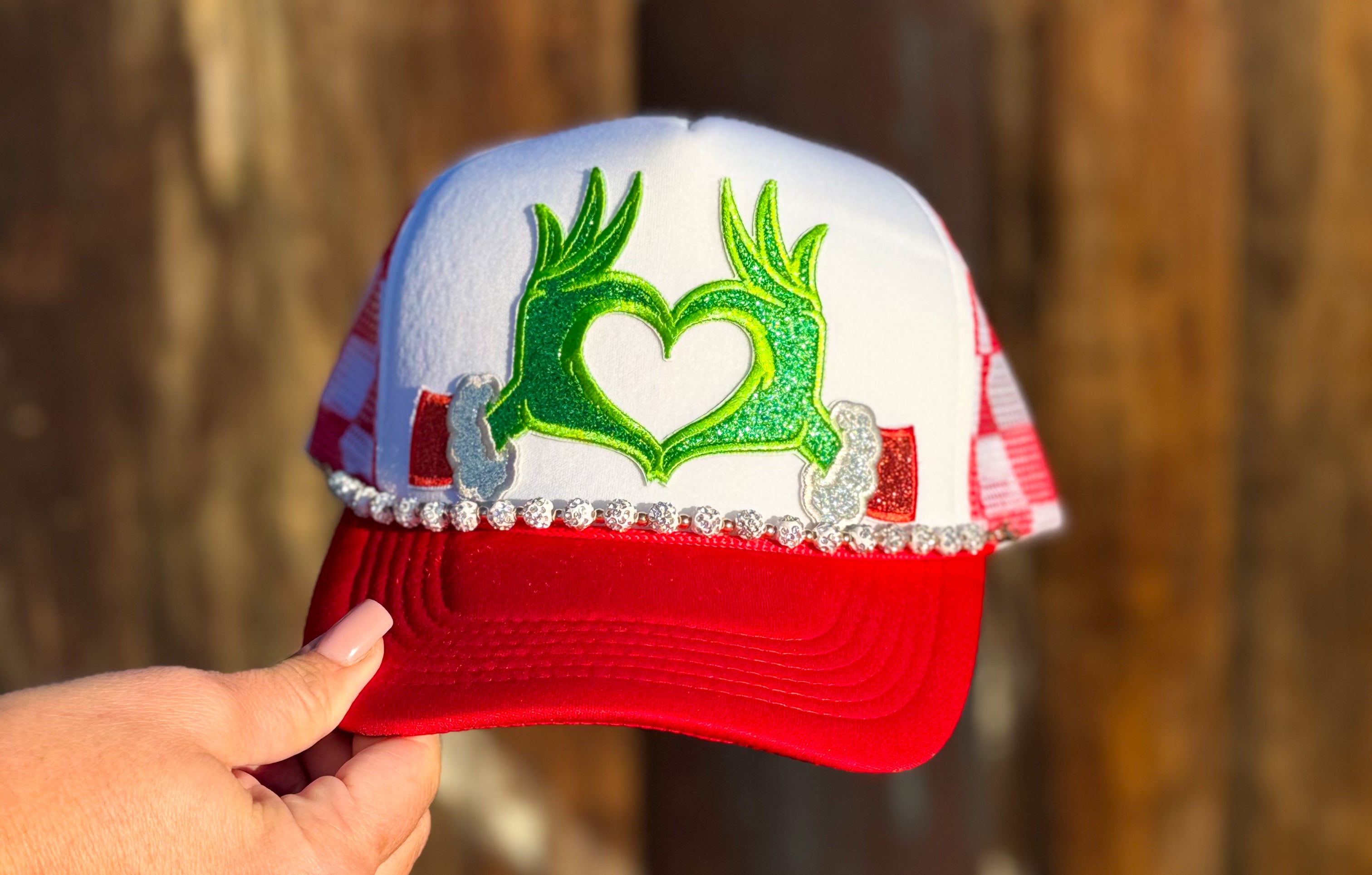 Grinch Trucker Hat with Chain