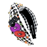 Black & White Gingham Boo Headband with Crystals [Brianna Cannon]
