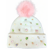 Cold Weather Cuties Beanie with Crystals and Pink Pom- (Brianna Cannon) Pre Order
