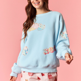 Patchwork Printed Valentine French Terry Sweatshirt