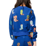 Royal Blue Multi Cowboy Boot Shorts-Queen of Sparkles