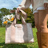 Special Edition Jelly Tote w/ Phone Pouch – Latte Gingham Bow | Case-Mate