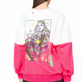 White & Neon Pink Colorblock QOS Logo Sweatshirt – Queen of Sparkles-Pre Order