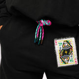 Black QOS Queen Card Rhinestone Tie Pant Queen of Sparkles