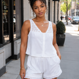 Lowtide Lace Trim Sleeveless Top - Shell