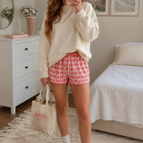 Striped Short with Bow & Heart Print