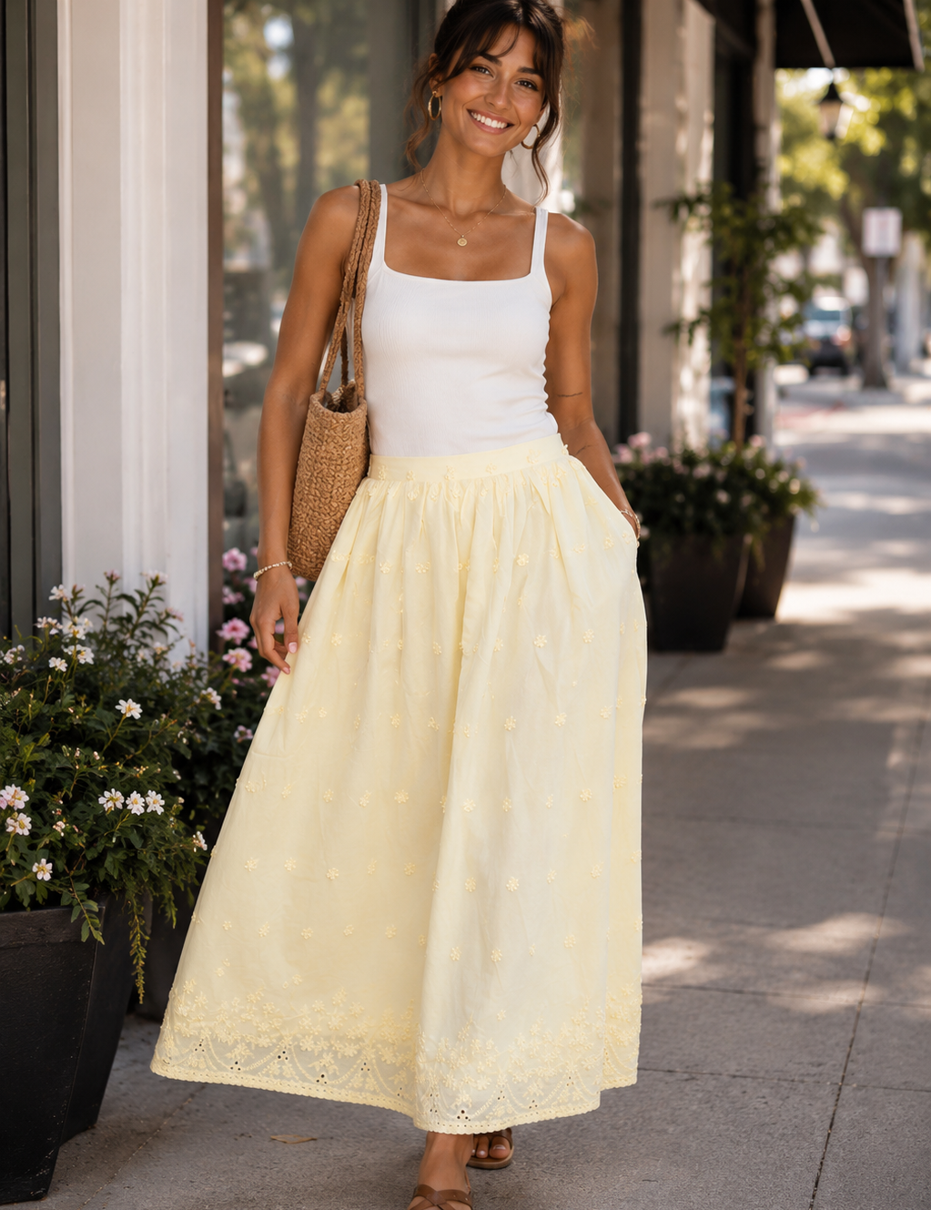 Beachglass Embroidered Maxi Skirt