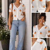 Citron Embroidered Orange Knit Shirt