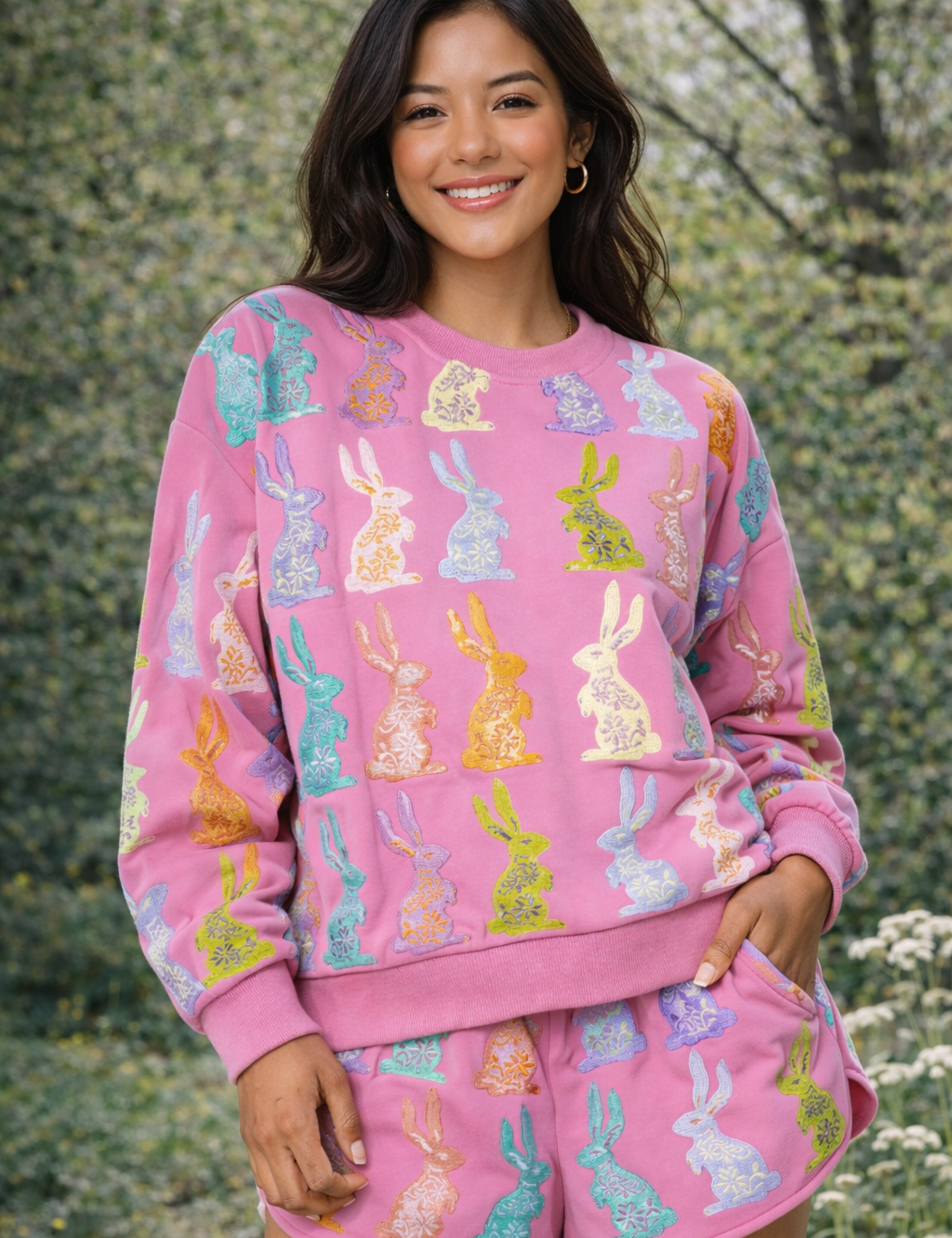 Purple Multi Easter Bunny Shorts - Queen of Sparkles