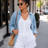 Lowtide Lace Trim Sleeveless Top - Shell