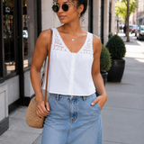 Lowtide Lace Trim Sleeveless Top - Shell
