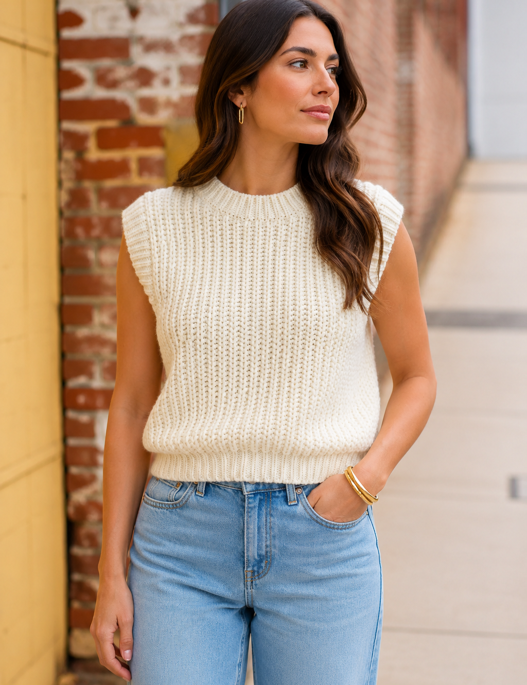 Chunky Handknit Tank - Ivory
