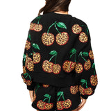 Black Leopard Cherry Sweatshirt-Queen Of Sparkles